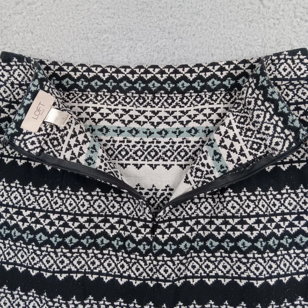 Loft Outlet Skirt Mini 4 Black White Geometric Jacquard Wrap Front